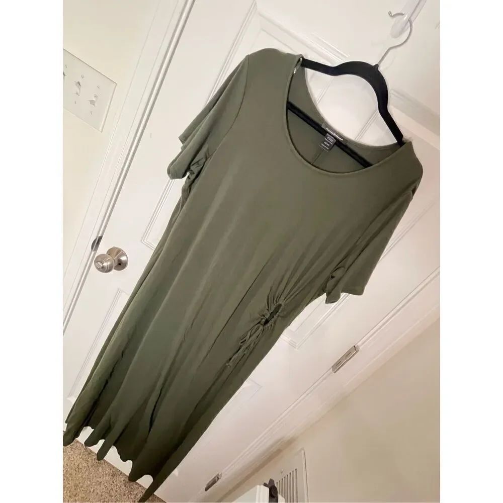 Ashley Stewart women’s maxi dress short sleeve army green 22/24W